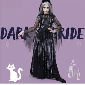 Mystical Black dark Bride  Kids Halloween Costume